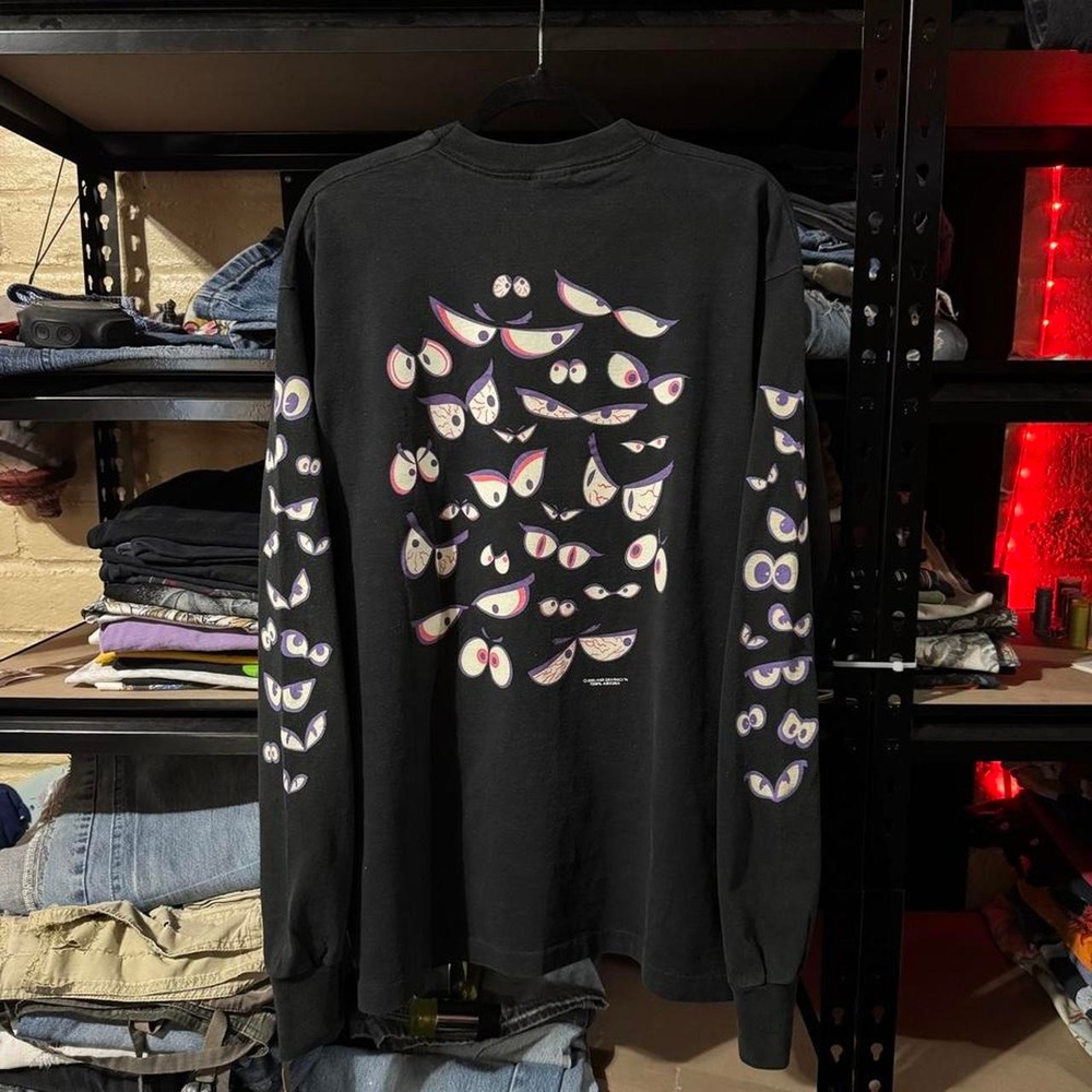 VINTAGE 91' AOP GLOW IN DARK Brieland Graphics Spooky Eyes Long Sleeve - Large - Picture 3 of 8